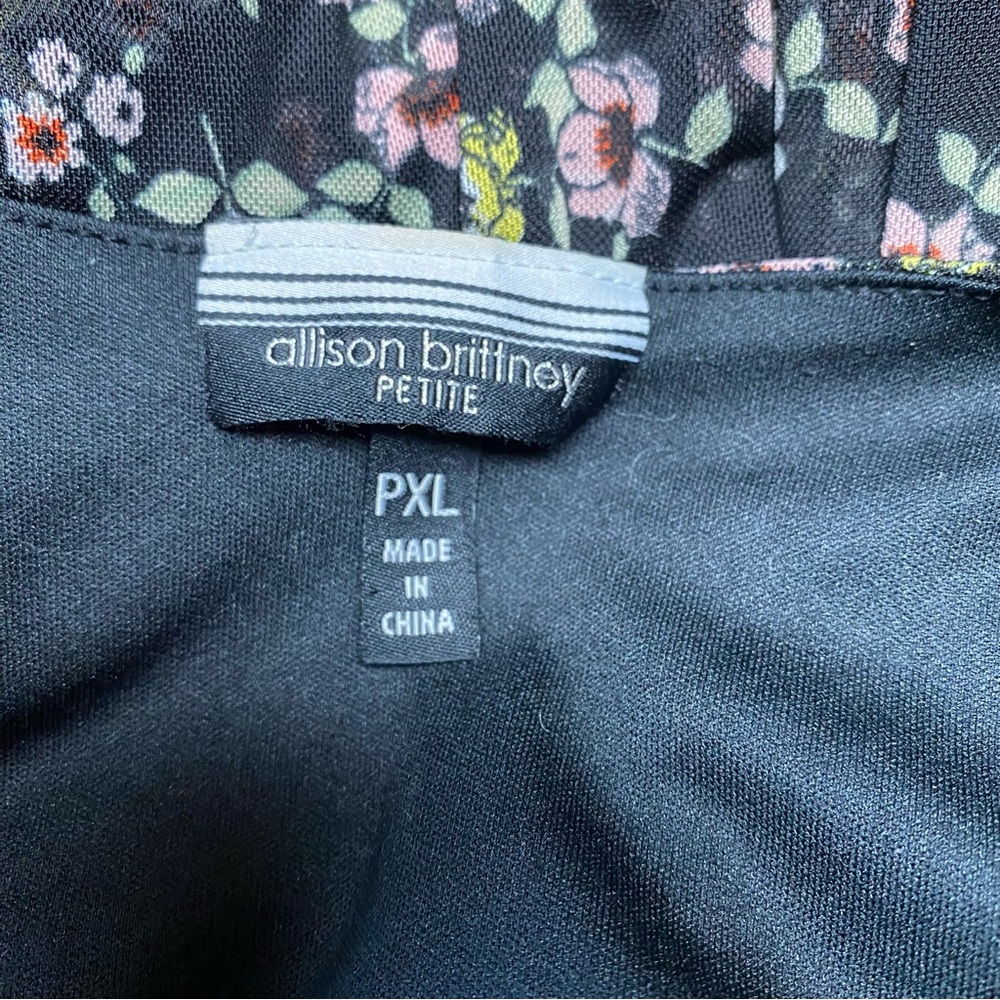 ☘️3/$15 Allison Brittney size PXL Black Floral Long Sleeve Dress - Picture 3 of 3